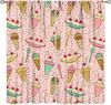 Ice Cream Curta,Pink Cartoon Ice Cream Candy Dessert Home Decor Drape For Bedroom Living Room Kitchen Window Treatment