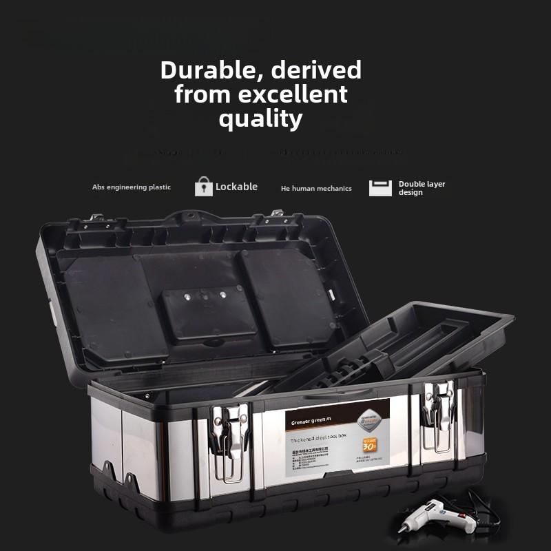 Green Forest Stainless Steel Toolbox: Multifunctional Storage for Hardware & Electricians