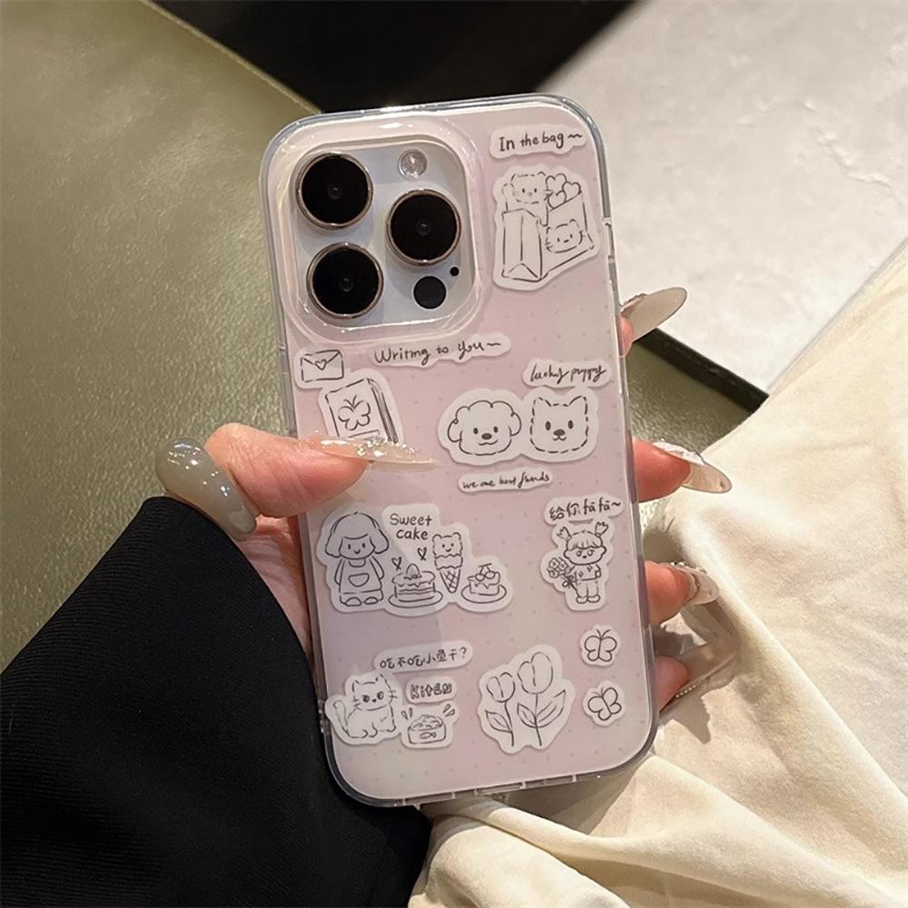 Luxury Cartoon Phone Case For iPhone 11 Funda iPhone 13 15 14 16 Pro Max 12 13promax 14promax Hard Plastic IMD Shockproof Cover