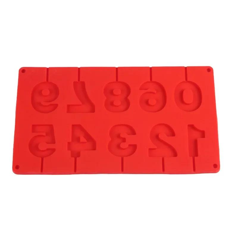 0-9 Number Silicone Lollipop Mold Ice Candy Chocolate Moulds Baking Tool Cake Jelly Candy Mold with Sticks Party Decoration