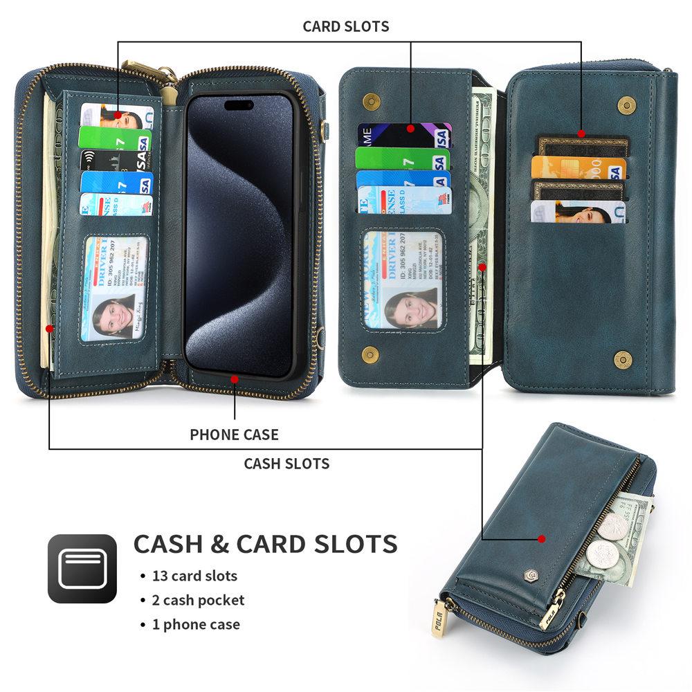 Magnetische Abnehmbare Crossbody Geldbörse Lederhülle Für iPhone 16 15 14 Plus 13 12 11 Pro Max XR XS 7 8 Plus Kartenhalter Hülle