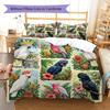 Retro Flower Parrot Pattern Bedding,Quilt Set Quilt Cover Pillowcase Home Birthday Gift (1 * duvet cover + 2 * pillowcase, without core)