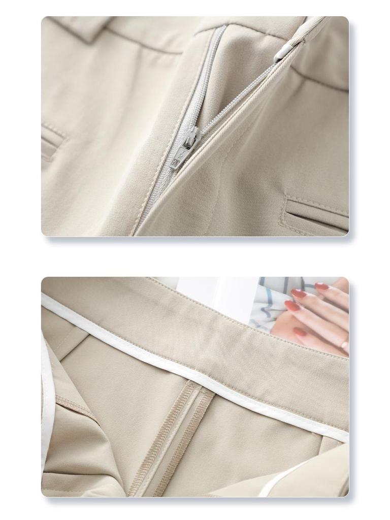 Women's Beige Wide-Leg Suit Pants - Spring 2025 Petite Casual Slimming Nine-Point Trousers