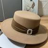 Fashion Temperament Light Luxury Flat Top Hat Women's New Retro High-end Woolen French Top Hat