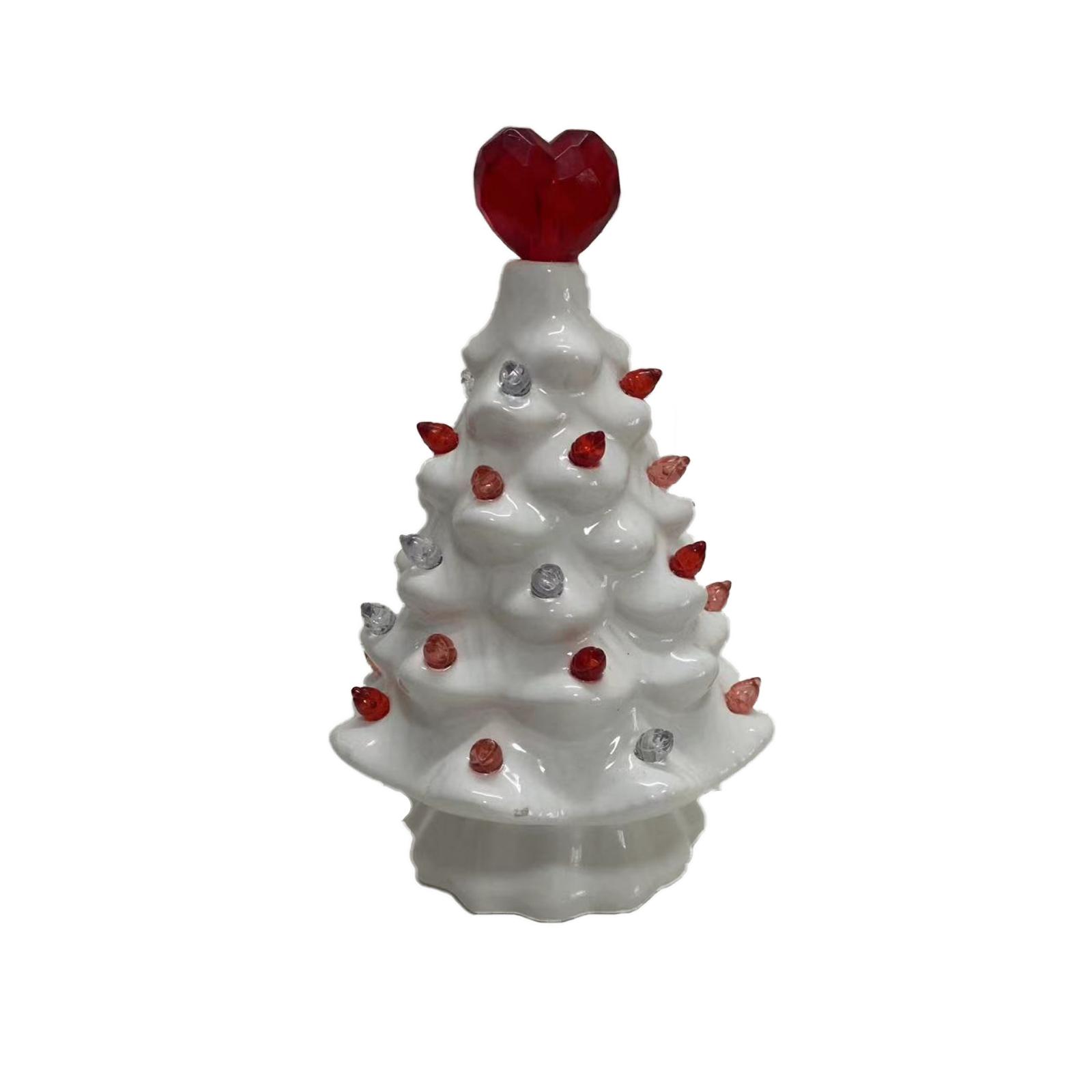 

Ceramic Valentine s Day Tree LED Ornament Battery Box Home Ceramic Luminous Crafts One Size