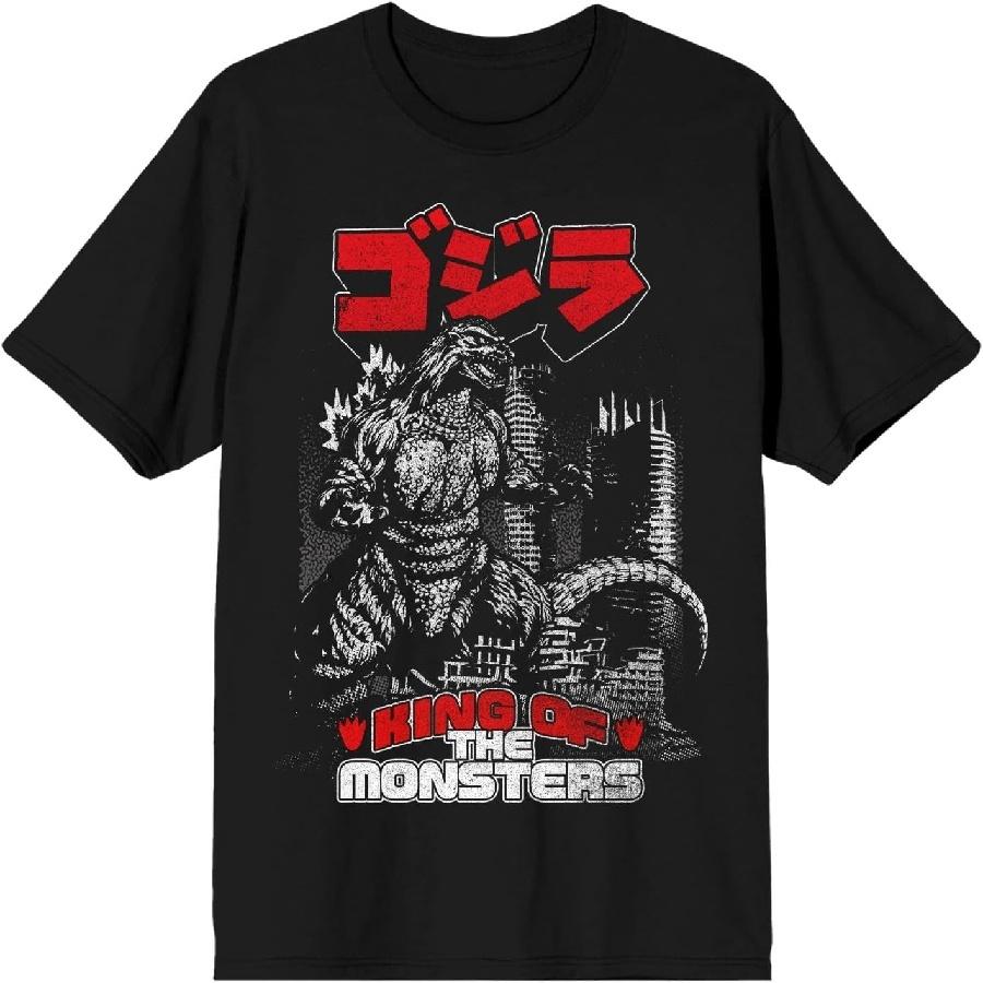 Черная футболка с надписью Годзилла Король Монстров на кандзи S