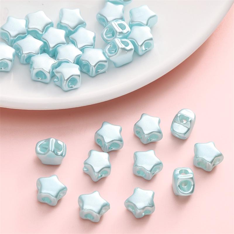 Handmade Beads Acrylic Color Plated Bead Light Pentagram Four-way Beads Loose Beads Handmade Diy Hand String Beads Accessories Materials Accessories