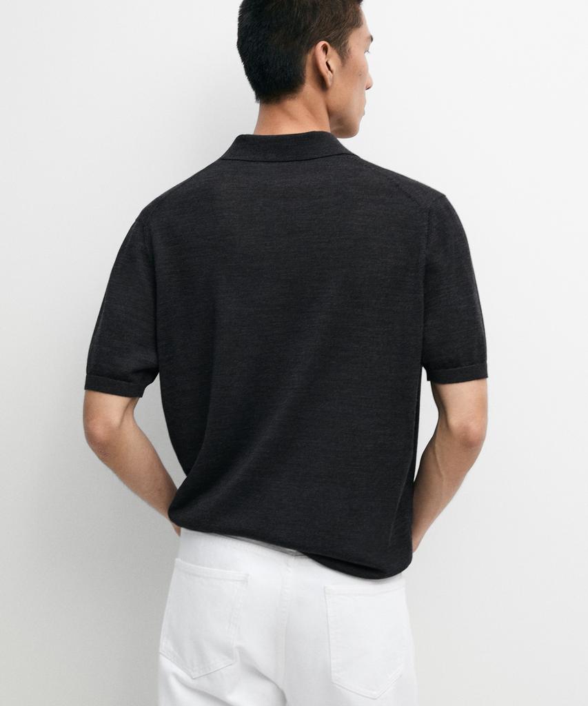 Masimodutti Wool Blend Short Sleeve Knit Polo Shirt