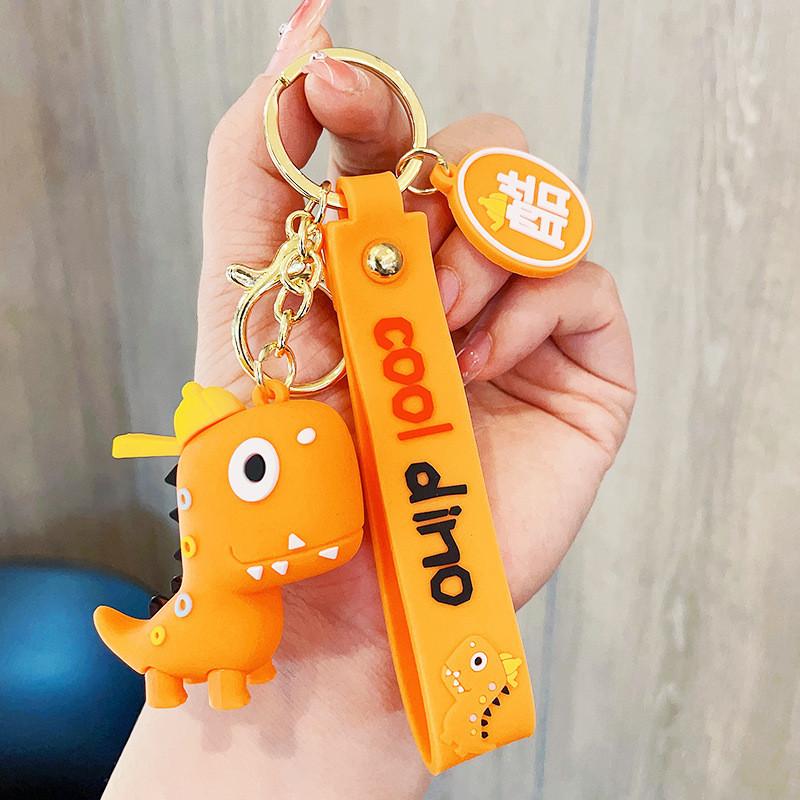 

Cartoon Colorful Dinosaur Keychain Adorable Resin Pendant For Couples Friends And оранжевый