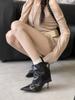 2025 autumn and winter new European and American pointed head thin heel high heel temperament French fashion sexy beautiful women short boots