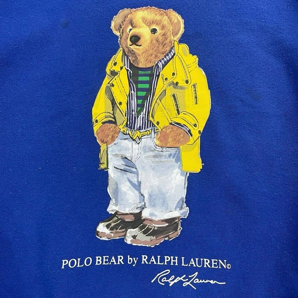 Polo Ralph Lauren Bear Pattern Crewneck Fleece Long Sleeve Sweatshirt Women sweatshirt Blue WMPOKNIN6820093-400