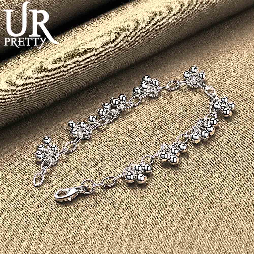 925 Sterling Silver Smooth Bright Bead Ball Chain Bracelet Jewelry