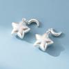 S999 Pure Silver 3D Hard Silver Star and Moon Pendant DIY Bracelet Pendant Handmade Braided Rope Material Accessories