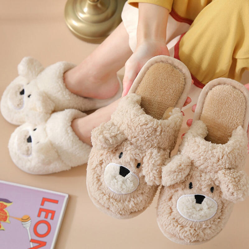 Emotional poodle puppy winter fur living room room shoes warm indoor shoes beige 3370₽