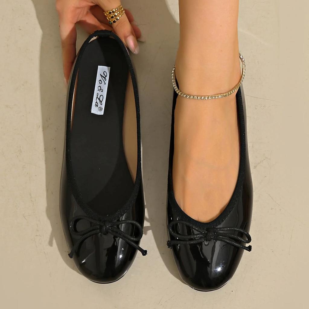Fashion Women's Casual Patent Leather Korean Shoes Ladies Bowknot Shallow Elegant Female Moccasins Summer Autumn Flats Shoe 2025