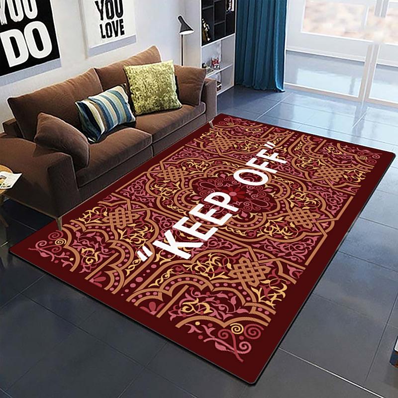 Vzor Drž se dál Dekorativní Čtvercový Koberec Moderní Dům Obývací Pokoj Podložka na Podlahu Ložnicový Koberec Umělecký Plakát Podložka Dárek pro Fanoušky Alfombra