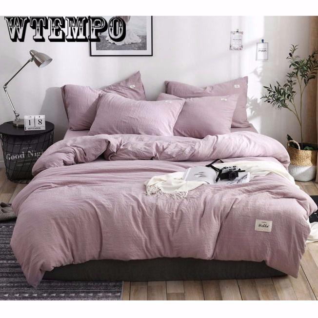 Buy Bedding Fourpiece Set of Doublesided Washed Sleeping Fourpiece European Solid Color at