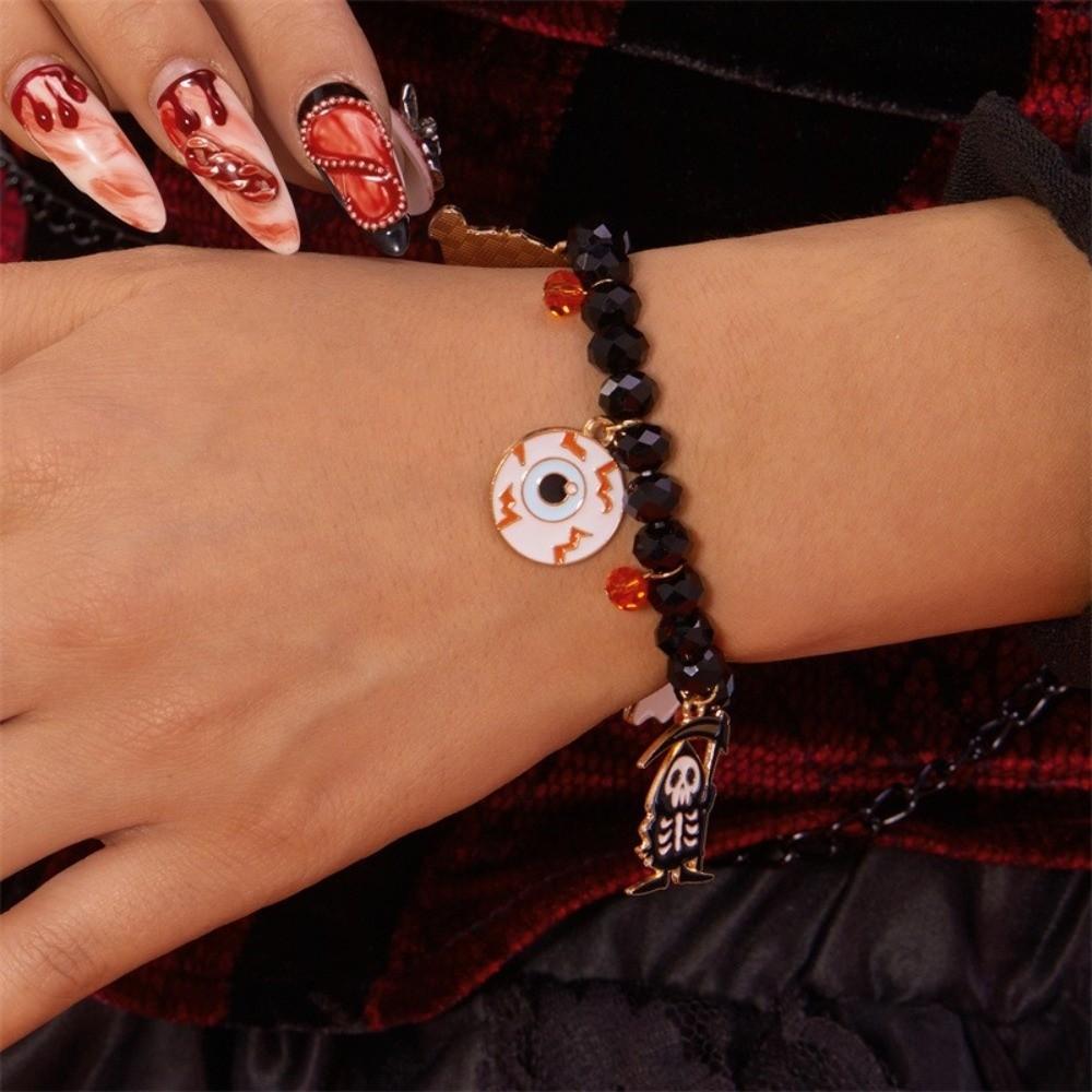 Zinc Zinc Zinc Alloy Pumpkin Pendant Bracelets Gothic Crystal Beaded Bracelet  Accessories