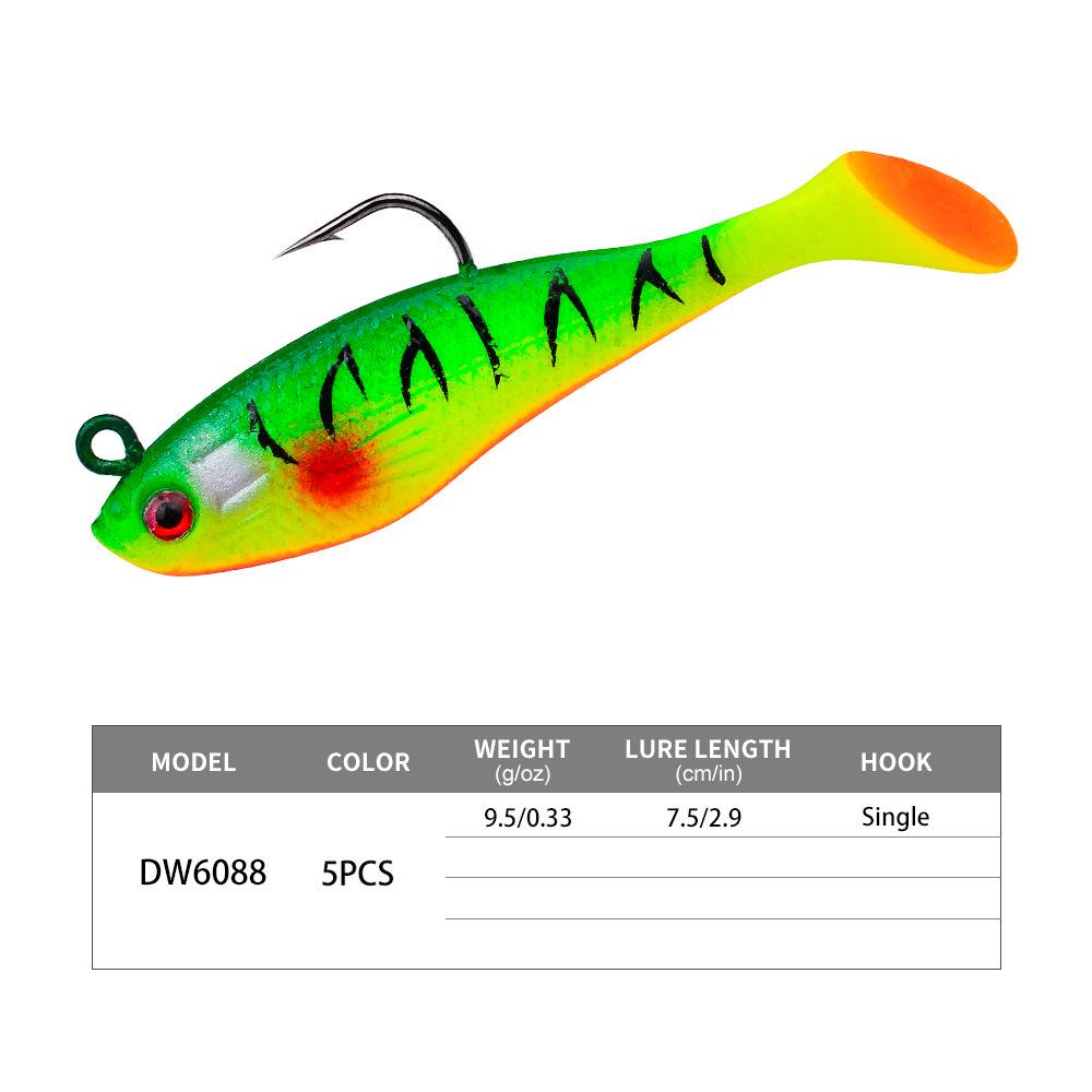 T-Tail Soft Bait 7.5cm 9.5g for Sea Bass Fishing - Bionic Lure for Boat & Sea Fishing