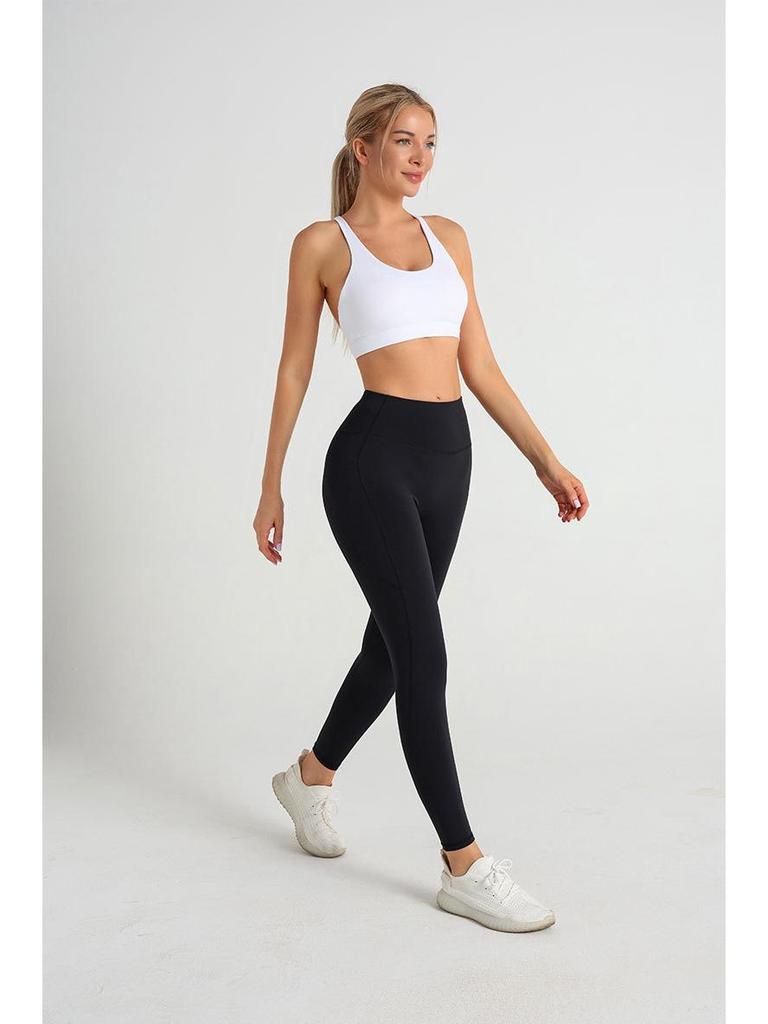 Cross Back Women's Quick-Dry Nylon Sports Bra for Yoga and Running