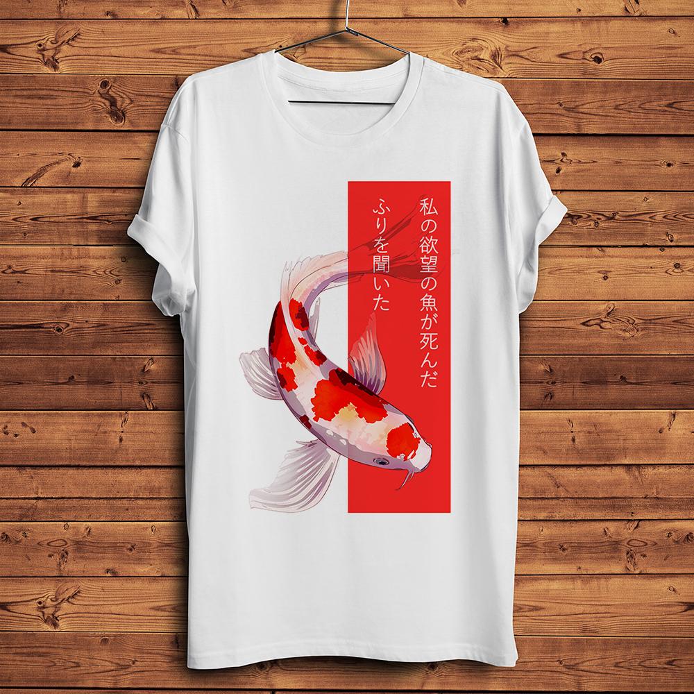 

Redwhite Koi Nishikigoi fish funny tshirt Unisex summer new White Casual short sleeve T Shirt Unisex kawaii streetwear tee S