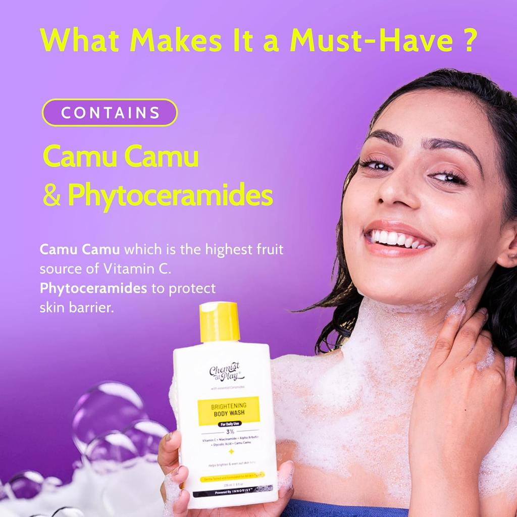 Chemist At Play Aufhellendes Körperwaschmittel 236ml Packung mit 1 Mit Vitamin C Alpha-Arbutin Für strahlende Haut