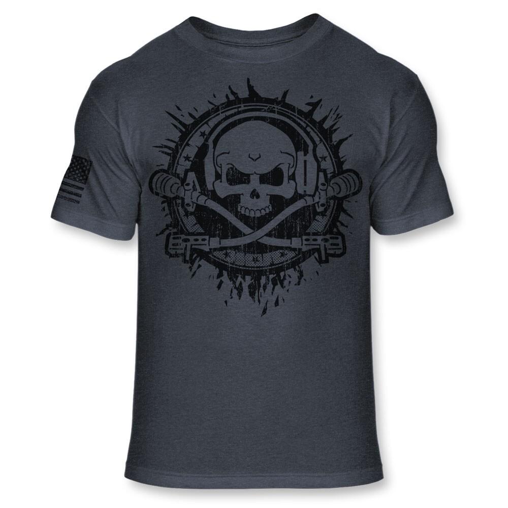 Deejay Skull T Shirt - DJ Crossbones Logo Shirt - Vinyl Record DJ Shirt - A389 S разноцветный