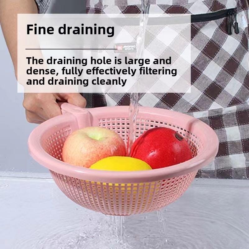 1/2Pcs Household Kitchen Plastic Vegetable Net Strainer Red Circular Rice and Fruit Wash Drainage Storage Basket With handle