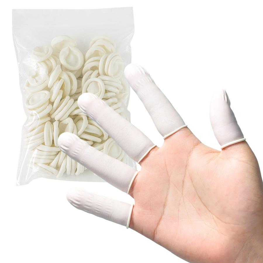 200Pcs White Rubber Finger Cots Hand Latex Gloves for Nail Salon, Medical Exam Dental Cleaning