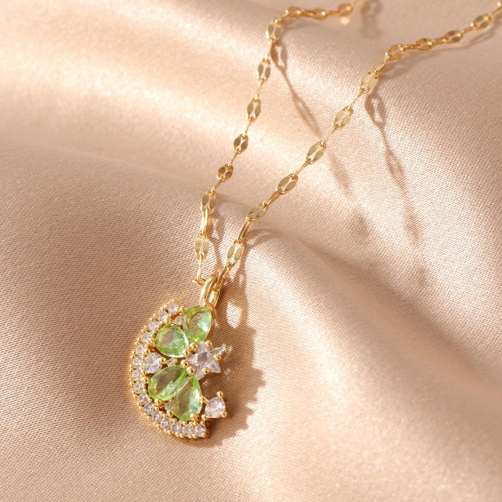 Summer Tropical Fruit Pendant Necklace Women Collar Accessories Fashion Gold Color Stainless Steel Necklaces Trendy Zircon Gift