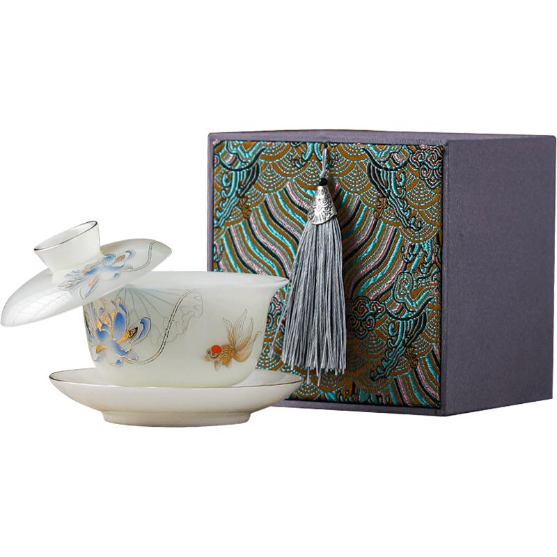 Qimingxuan Ice Jade Ceramic Kung Fu Gaiwan Teacup