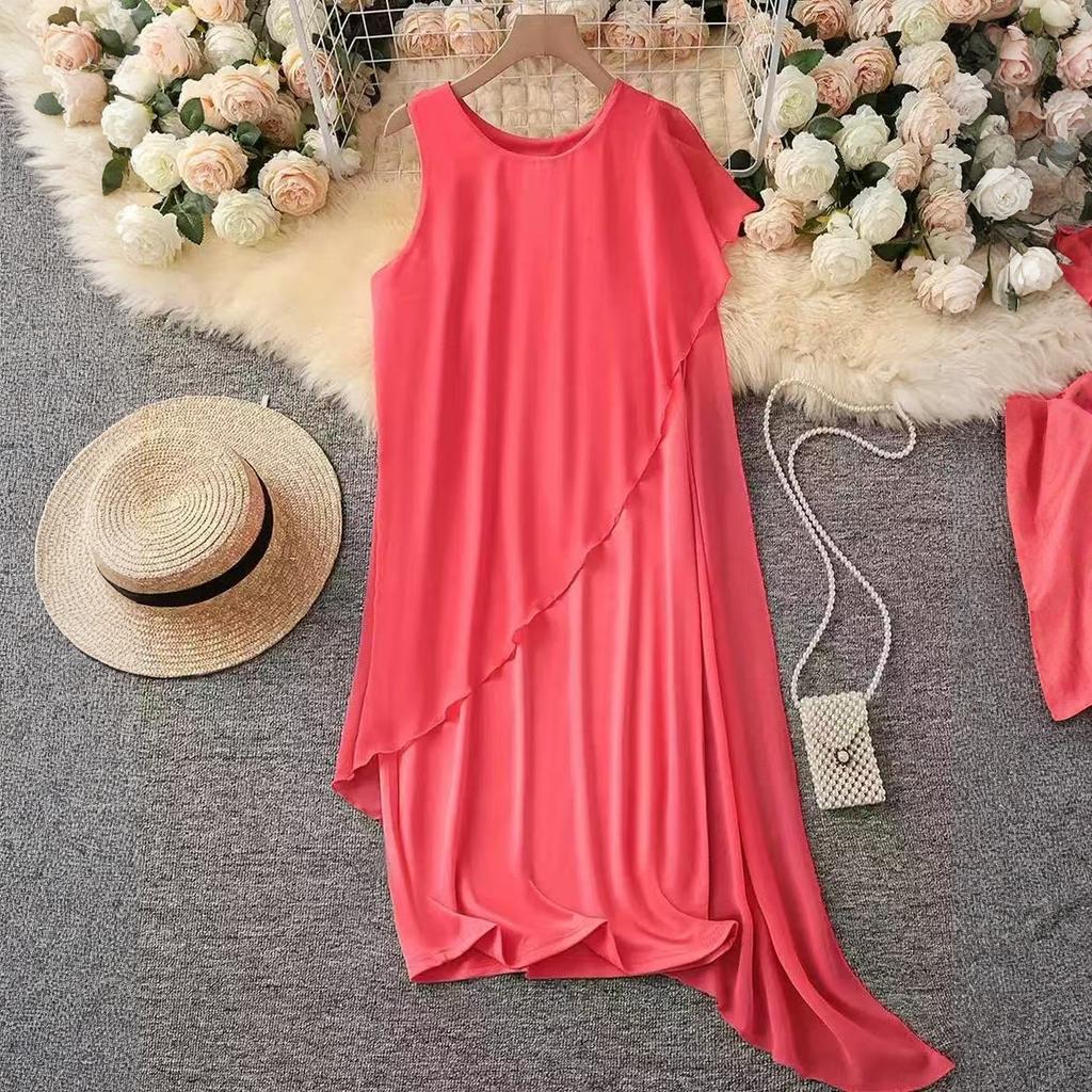 Women's Fashion Color  Sleeveless Dress