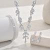 4PC Women's Fashion Leaf Necklace Earrings Bracelet Zircon Set Suitable for Wedding, Party, Festival Gifts