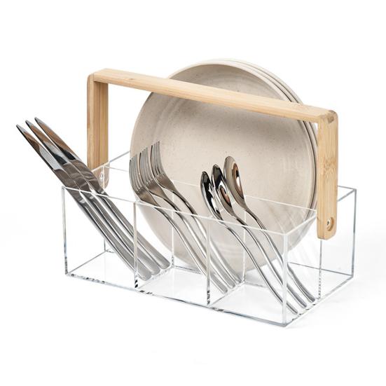 Utensil Holder Fork Spoon Organizer Durable Construction Large Capacity Transparent Design Tableware Storage Box Flatware Caddy