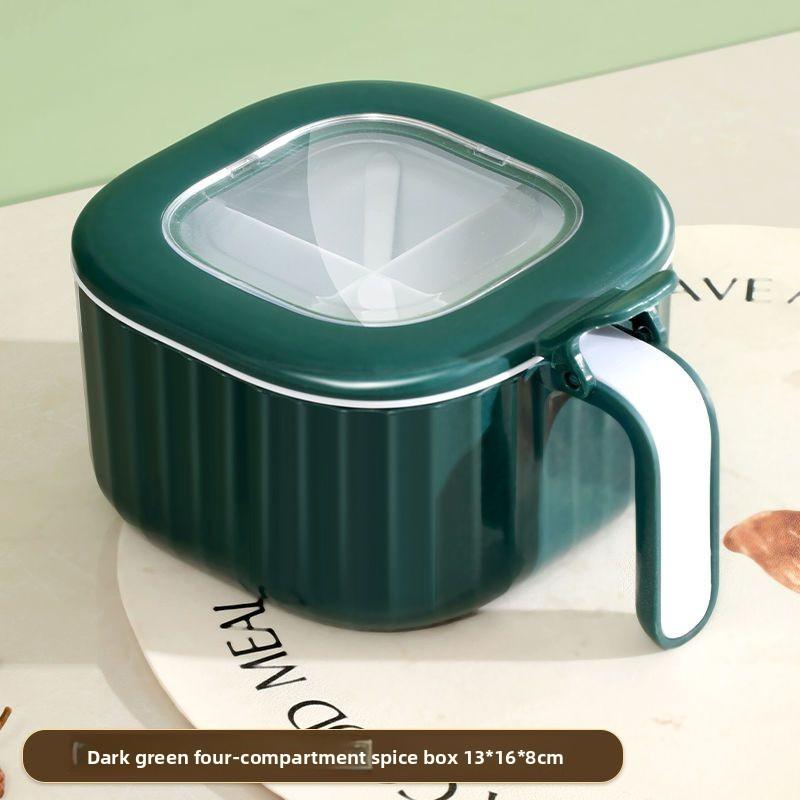 Seasoning Box Set, 4-in-one Salt Shaker, Household Kitchen Seasoning Box with Lid