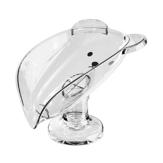 

Yousheng Soap Box Cartoon Bear Shape Anti-slip Soap Tray 45-degree Inclined Design Large Capacity Anti-Slip Suction Cup Soap Dish