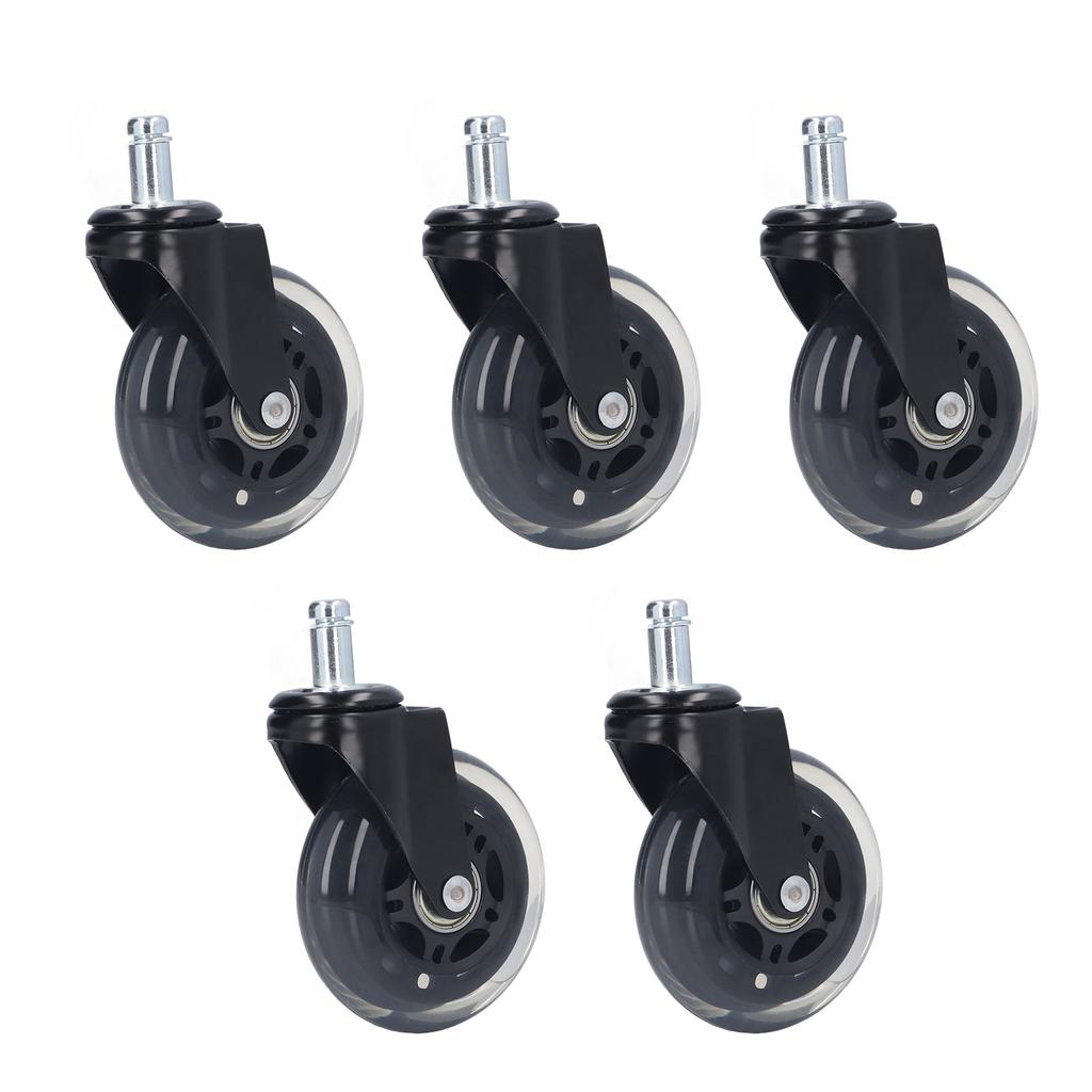 5 Pcs Chair Rotate Wheel 3in 360 Degree Noise Free Scratch Resistant Straight Chair Caster for Office
