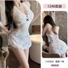 Erotic Underwear Pure Sleepiness Dress Sexy Lace Seductive Neckline See-through Small Chest No-Take Pajama Set 1246