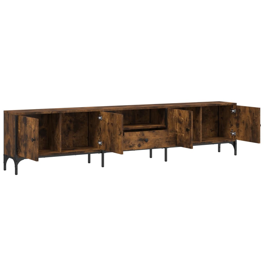 TV Cabinet with Drawer Smoked Oak 200 x 25 x 44 cm Engineered Wood