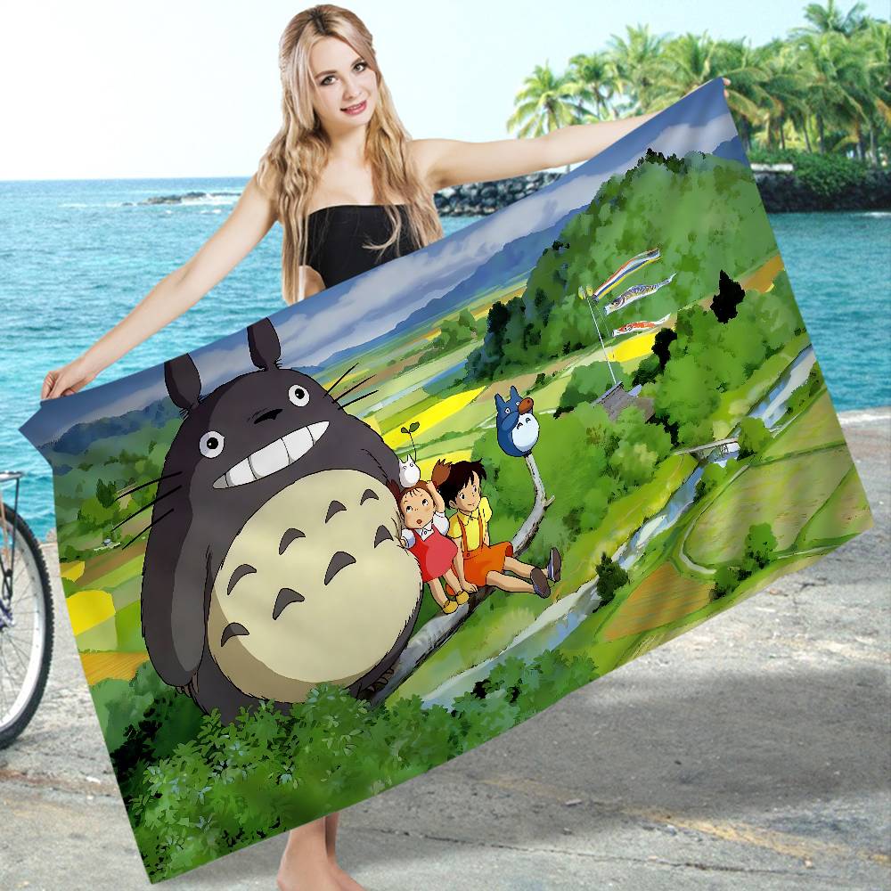 Kreslený T-Totoro Mikrovlákno Tištěný Plážový Ručník Horolezectví Jóga Pláž Koupání Běh Absorpční Měkký Ručník