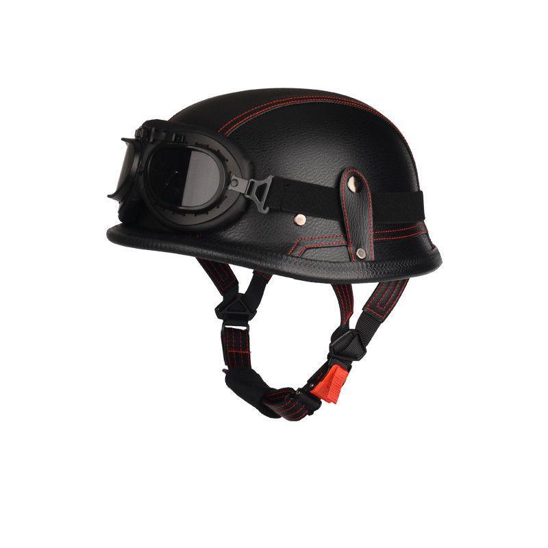 Pedal German Steel Helmet Cruise Retro Half Helmet Harley Men Motorcycle Helmet Motorcycle Floating Helmet Soldier Steel Helmet Leather Helmet