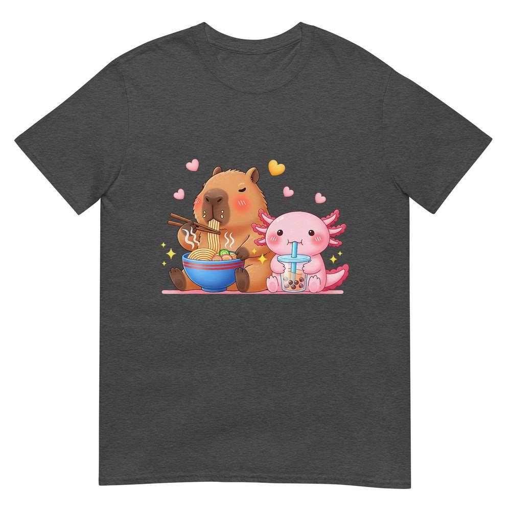 Cute Capybara Raunisex And Axolotl Boba Kawaii Boys Girls Kids Tshirt