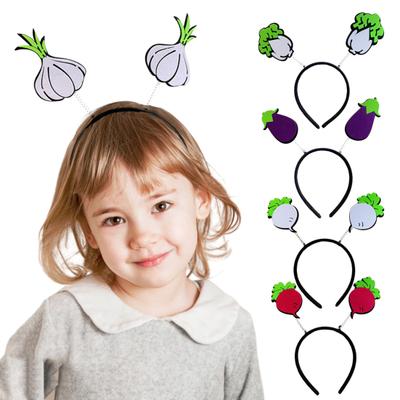 Divertente Cerchietto Decorativo con Frutta e Verdura Design Primaverile Melanzana Carota Fascia per Capelli Cartone Animato Cerchietto per Capelli Oggetti di Scena per Foto Accessori per Capelli