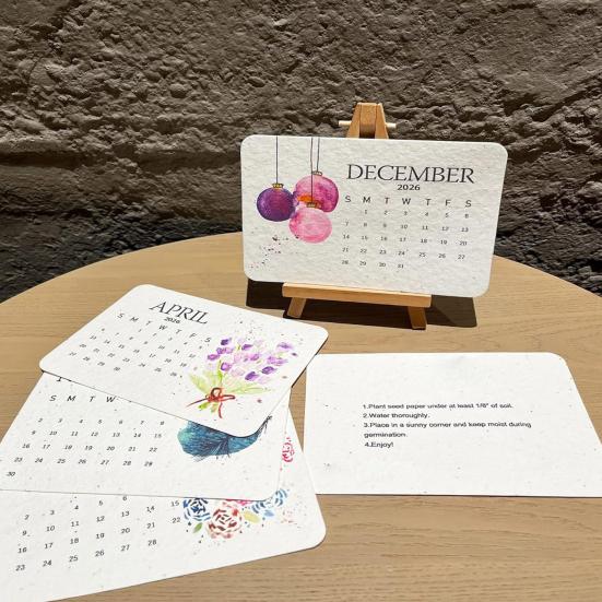 Plantable Seeds Paper Calendar 2026 Biodegradable Plantable Calendar with Wildflower Seeds Monthly Growable Planner for Eco-Friendly Office & Home