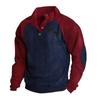 Men's Drop-Shoulder Sleeve Casual Printed Stand-Up Collar Loose-Fit Corduroy Patchwork Sports Sweatshirt