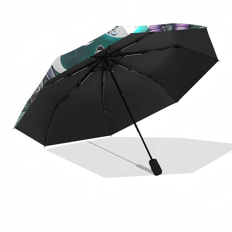 1pc Wolf Moon Floral Mandala Umbrella with Plastic Handle,Suitable for All Seasons Home Travel Outdoor UmbrellaDD1622