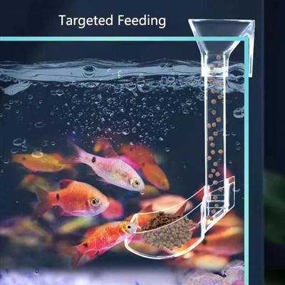 Transparent Aquarium Fish Tank Feeder Tube with Suction Cup Fixed Point Shrimp Feeding Dish Acrylic Durable