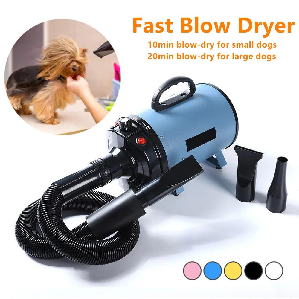 2000W/2.7HP Dog Blow Dryer Adjustable Speed Temperature Control with 4 Nozzles and Extendable Hose for Pet Hair Grooming