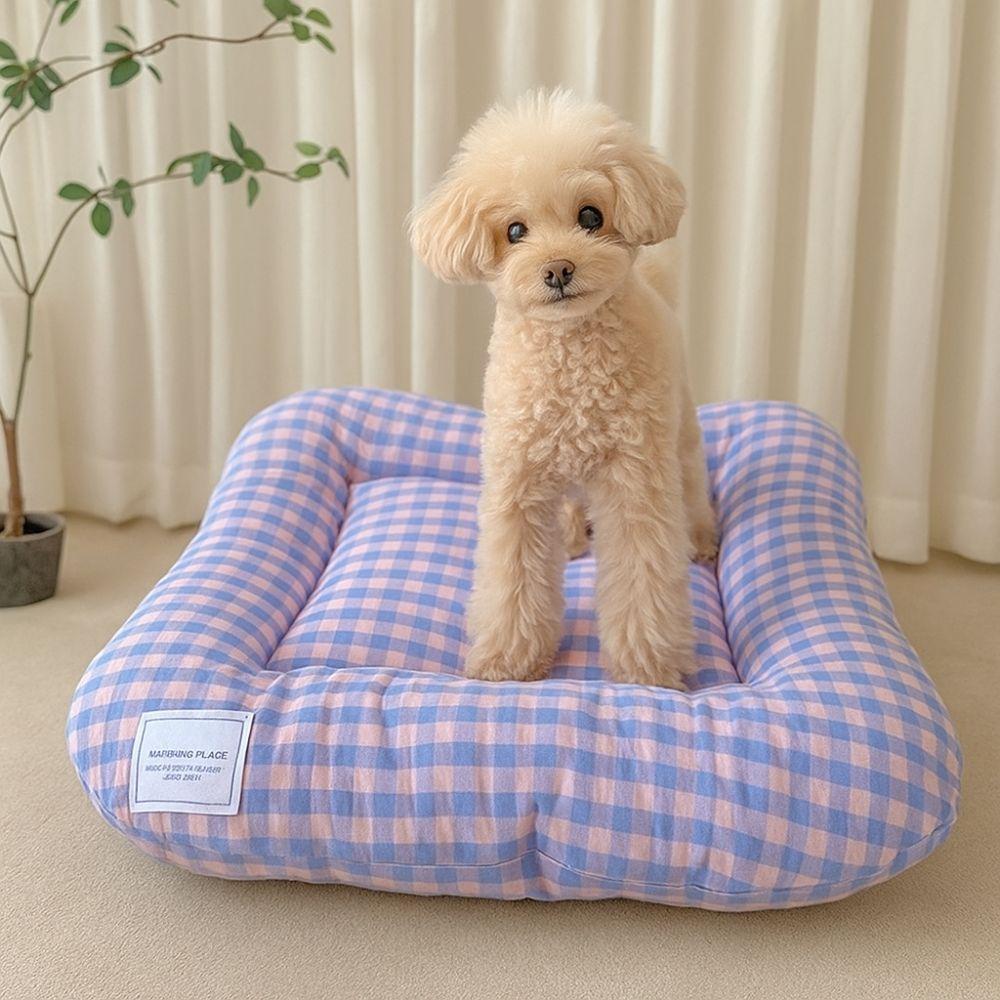 Macaron Plaid Dog Cushion Non-slip Pet Mattresses Breathable Cat Mat for Cats and Dogs