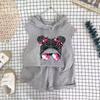 Girls Cotton Cartoon Print Tank Top And Shorts Set Fashionable Summer Two Piece Outfit For Kids